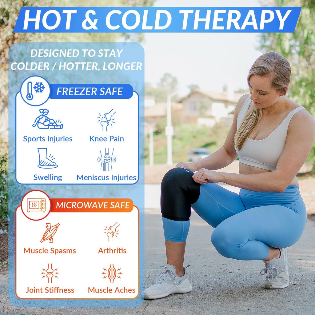 Coldest Knee Ice Pack 360 - Knee Pain Relief Compression, Reusable Gel Ice Wrap for Leg Injuries, Swelling, Knee Replacement Surgery, Cold Compress Therapy for Arthritis, Meniscus Tear and ACL (Small)